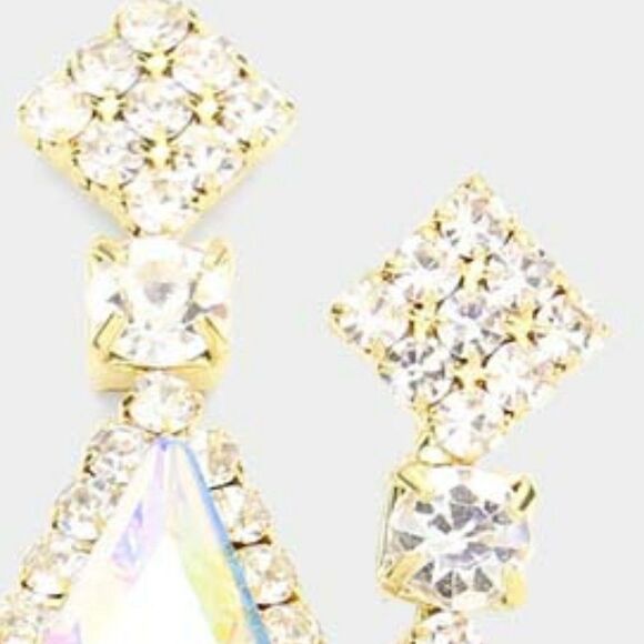 Teardrop Abalone Gold Evening Earrings - Picture 2 of 6